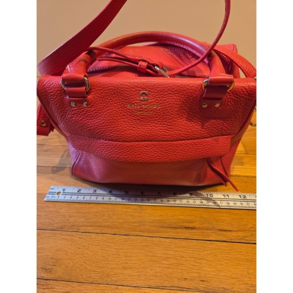 Kate Spade NY Grant Park Hadlen Pebbled Leather Satchel Crossbody Bag Coral Red - Picture 12 of 16